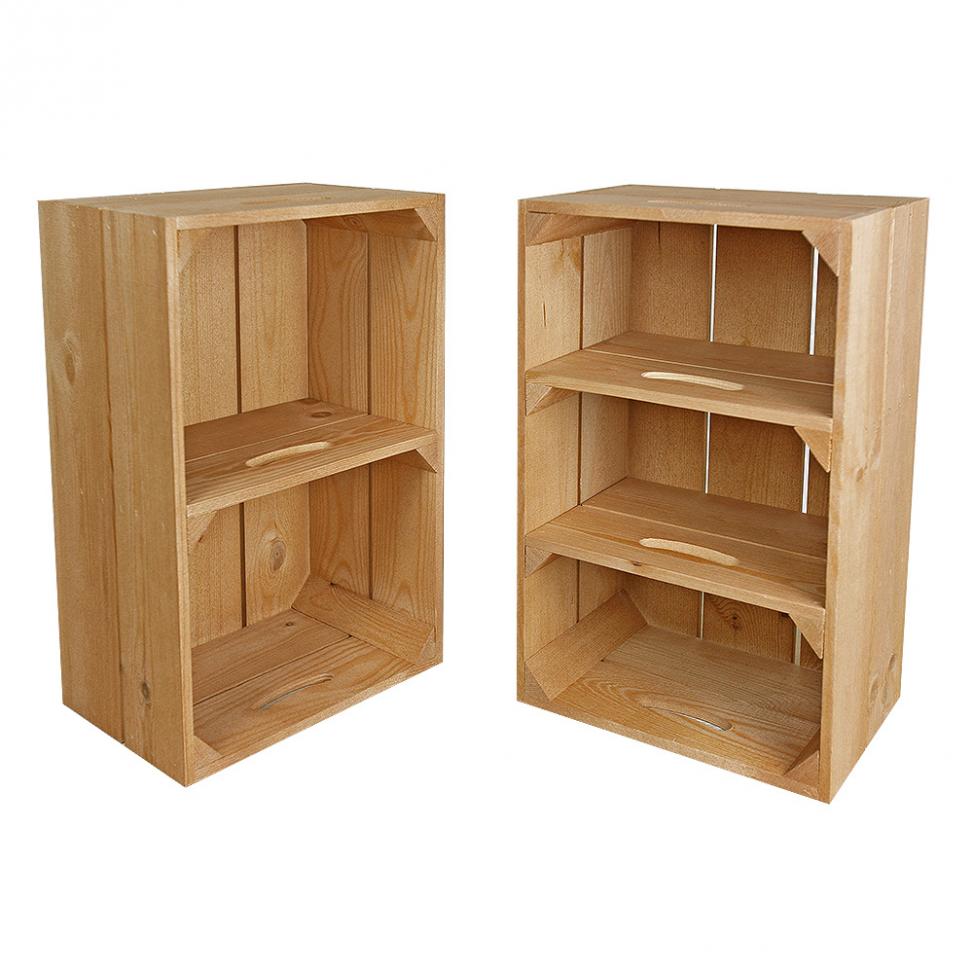 Wooden Crate with Shelves