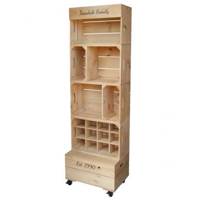 Branded wooden apple crates for retail display and POS
